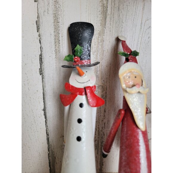 Metal long snowman Santa glitter ornament Xmas bell set unique - Picture 4 of 8